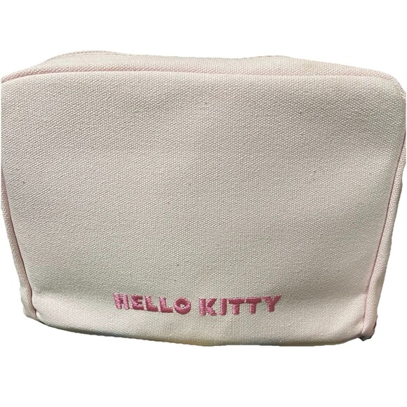 Hello Kitty Pale Pink Canvas Cosmetic Makeup Bag Travel Bag Kawaii 10x6x2 3/4 - Picture 2 of 8